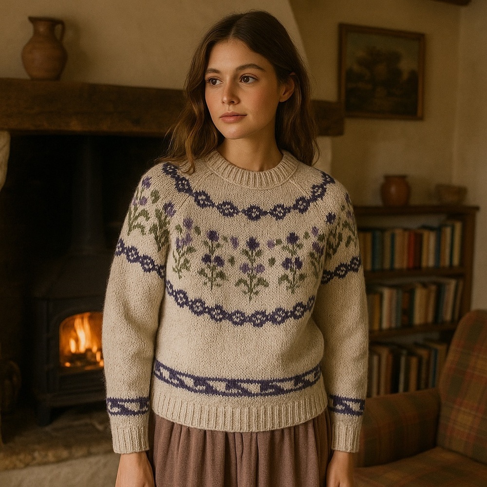 Outback Red Cream and Purple Patterned Sweater